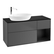V&B Meuble sous lavabo Finion 120 cm, Pl blanc mat, Porte bleue mate Lac, Anthracite m