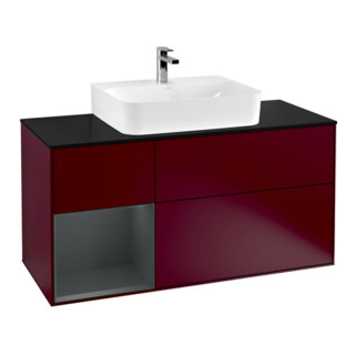 V&B Meuble sous lavabo Finion 120 cm, Pl blanc mat, Porte gauche avec blanc mat, Pieds métal