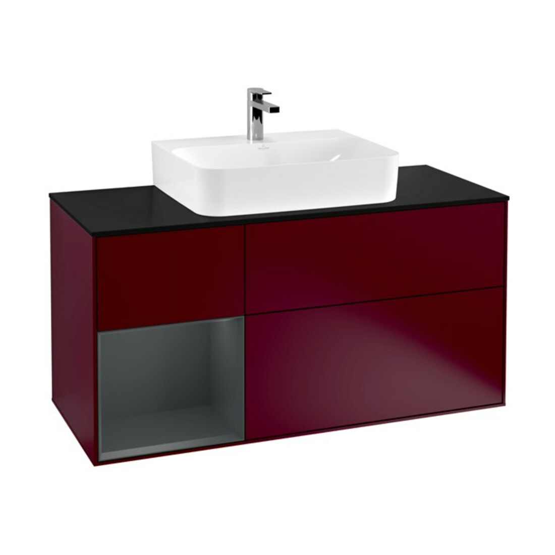 V&B Meuble sous lavabo Finion 120 cm, Pl blanc mat, Porte gauche avec blanc mat, Pieds métal