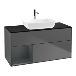 V&B Meuble sous lavabo Finion 120 cm, Pl blanc mat, Porte médium laqué, Anthracite mat