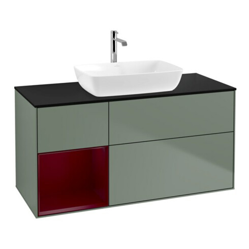 V&B Meuble sous-lavabo Finion 120 cm, Pl blanc mat, Porte Peo mat laqué, Olivier mat laqué