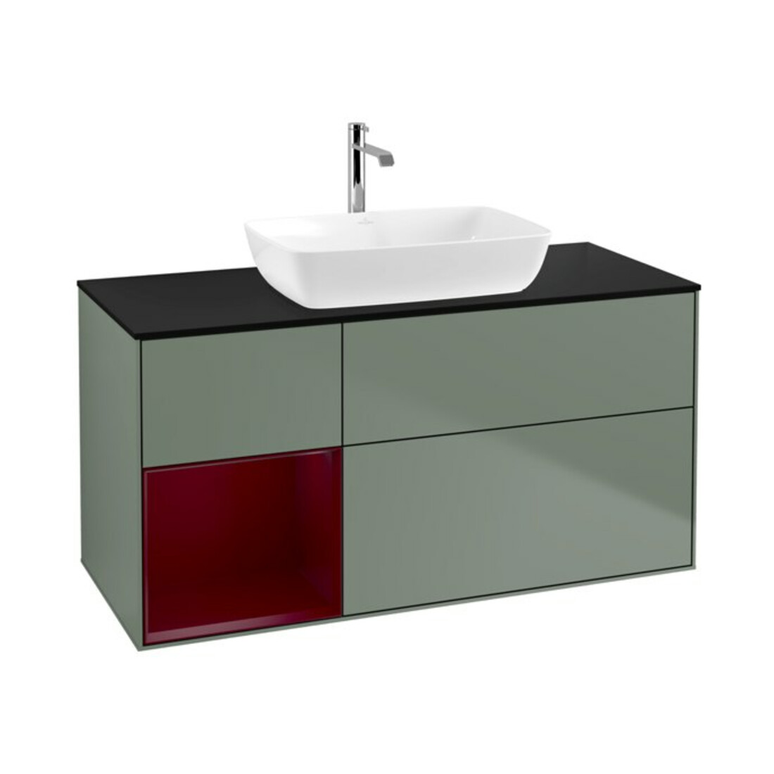 V&B Meuble sous-lavabo Finion 120 cm, Pl blanc mat, Porte Peo mat laqué, Olivier mat laqué