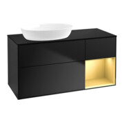 V&B Meuble sous-lavabo Finion 120 cm, Pl blanc mat, Rangement doré mat Lac, bleu mat Lac