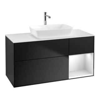 V&B Meuble sous lavabo Finion 120 cm, Pl blanc mat, Ray blanc mat Lac, bleu mat Lac