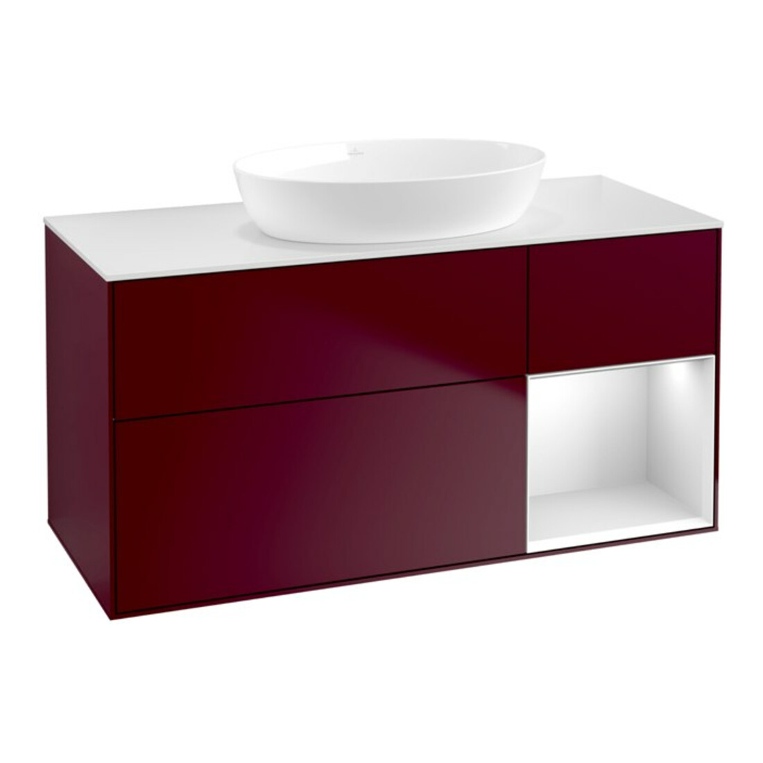 V&B Meuble sous-lavabo Finion 120 cm, Pl blanc mat, Rayure blanc mat, Poignée m