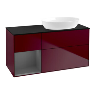 V&B Meuble sous lavabo Finion 120 cm, Pl blanc mat, Rayures anthracite mat, Poignées mat