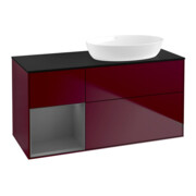 V&B Meuble sous lavabo Finion 120 cm, Pl blanc mat, Rayures anthracite mat, Poignées mat