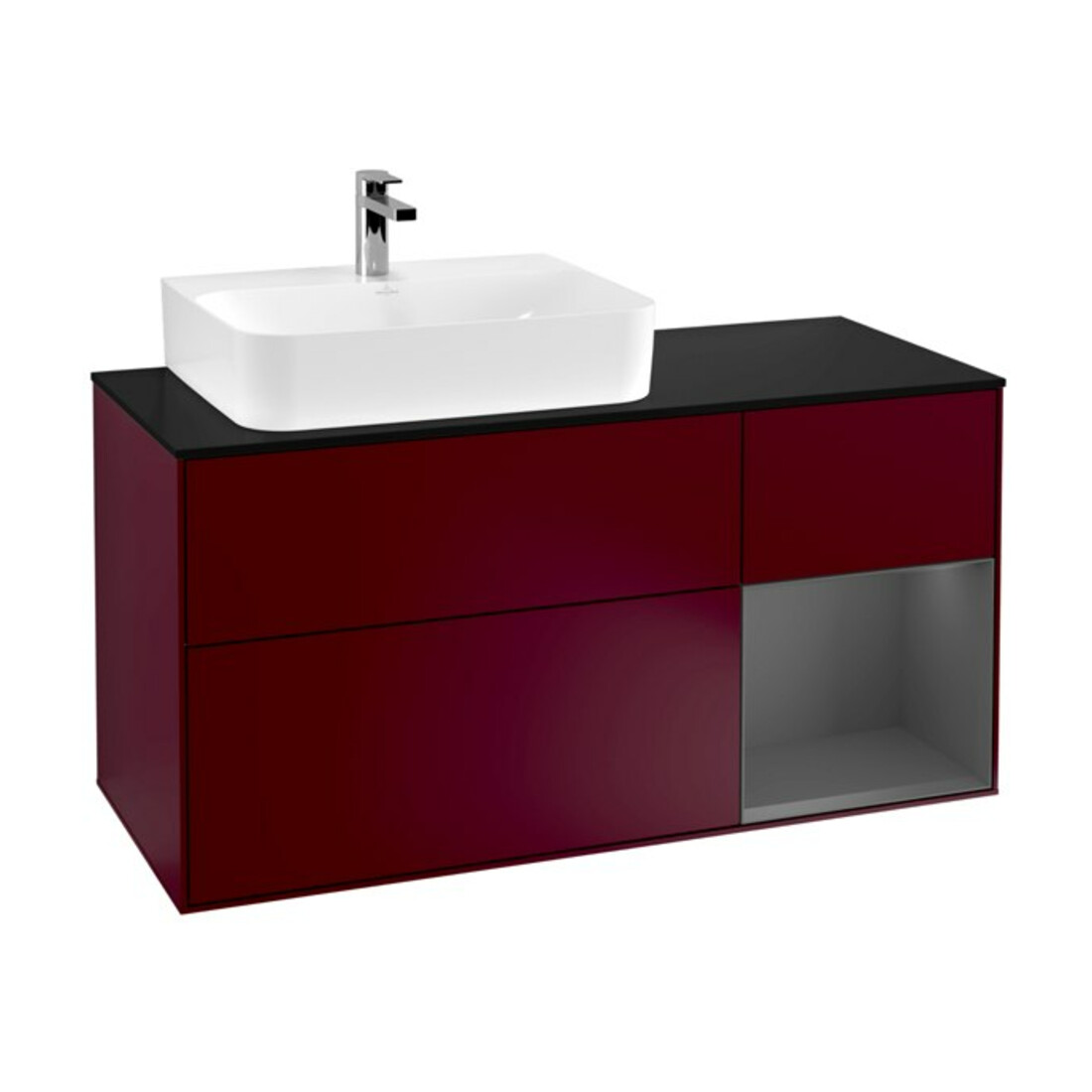 V&B Meuble sous lavabo Finion 120 cm, Pl blanc mat, Reg anthracite mat, Peo mat