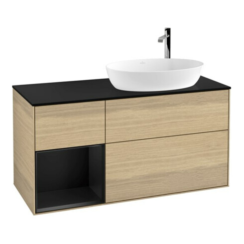 V&B Meuble sous lavabo Finion 120 cm, Pl blanc mat, Reg blanc mat Lac, Oa ven