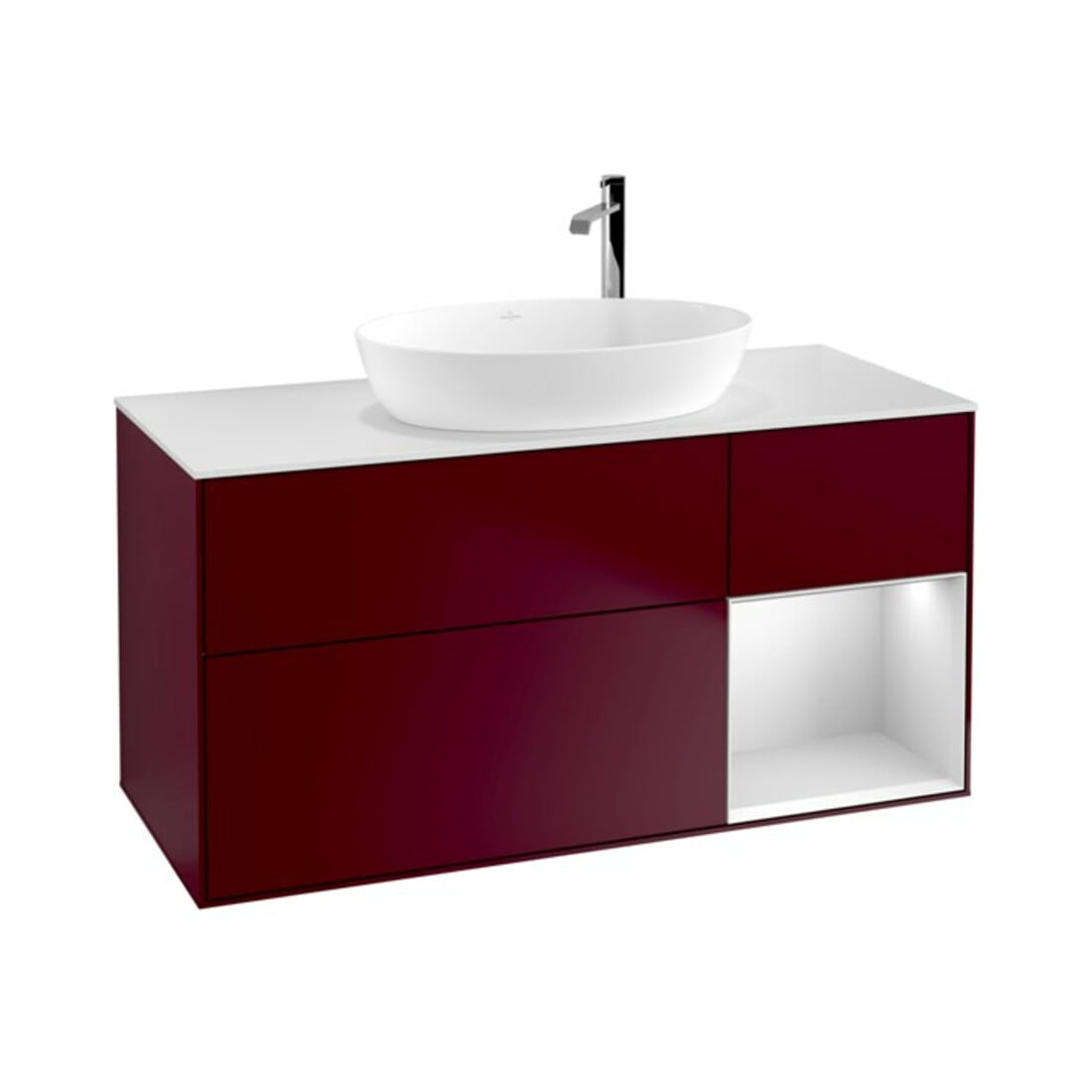 V&B Meuble sous-lavabo Finion 120 cm, Pl blanc mat, Reg blanc mat Lac, Peo m