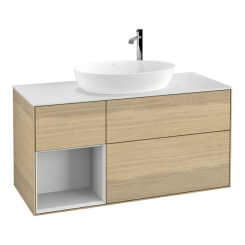 V&B Meuble sous lavabo Finion 120 cm, pl blanc mat, rég blanc mat laqué, oa ven
