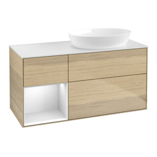 V&B Meuble sous lavabo Finion 120 cm, pl blanc mat, rég blanc mat laqué, oa ven