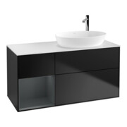 V&B Meuble sous lavabo Finion 120 cm, Pl blanc mat, Rég bleu mat-1