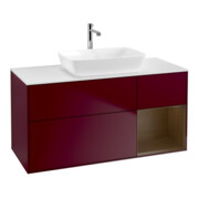 V&B Meuble sous lavabo Finion 120 cm, Pl blanc mat, Reg bois noyer, Peo mat