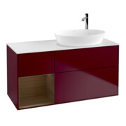 V&B Meuble sous-lavabo Finion 120 cm, Pl blanc mat, Reg bois noyer, Peo mat