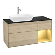 V&B Meuble sous lavabo Finion 120 cm, Pl blanc mat, Reg doré mat Lac, Oa ven