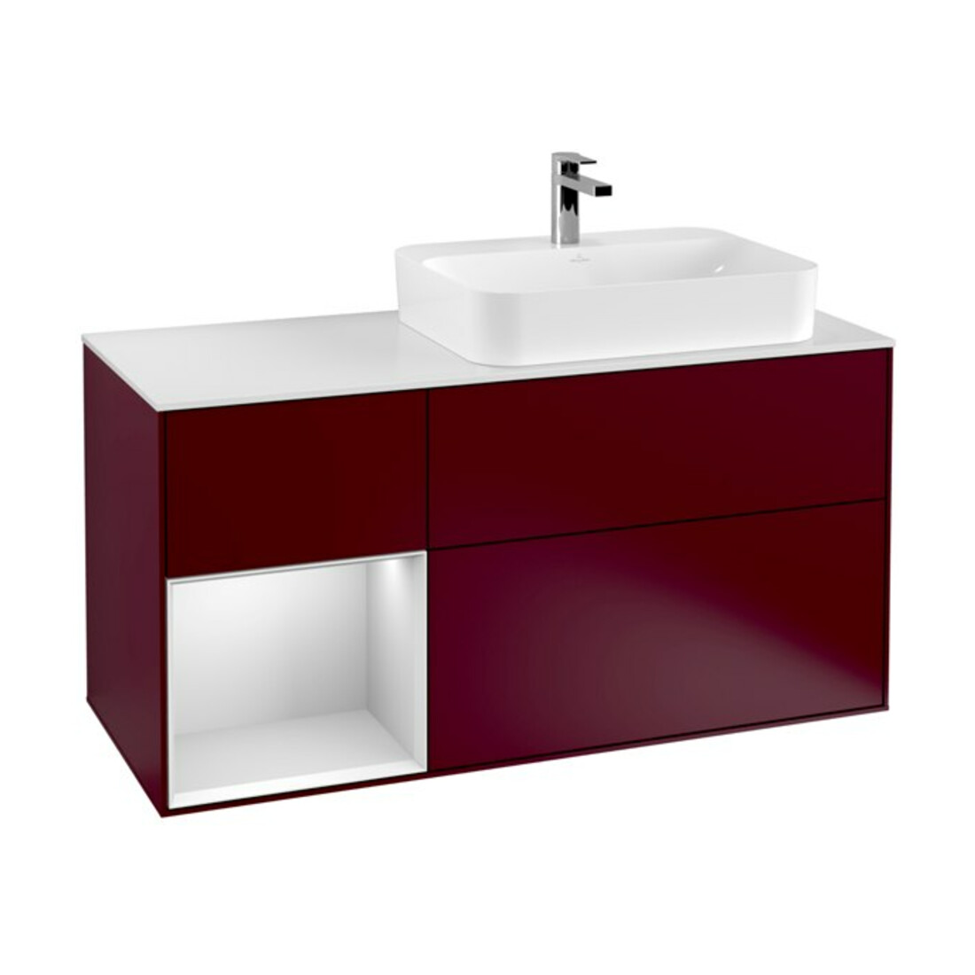 V&B Meuble sous lavabo Finion 120 cm, Pl blanc mat, Reg gauche blanc mat Lac, Peo mat