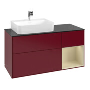 V&B Meuble sous lavabo Finion 120 cm, Pl blanc mat, Reg gauche, Gris mat Lac, Poignée mat
