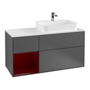 V&B Meuble sous lavabo Finion 120 cm, pl blanc mat, rég gauche Peo, anthracite m