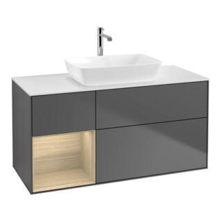 V&B Meuble sous lavabo Finion 120 cm, Pl blanc mat, Rég Oa ven, Anthracite m