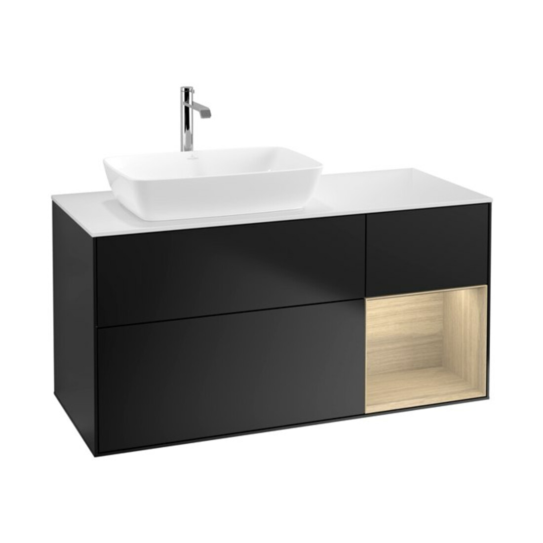 V&B Meuble sous lavabo Finion 120 cm, pl blanc mat, rég Oa ven, bleu mat Lac