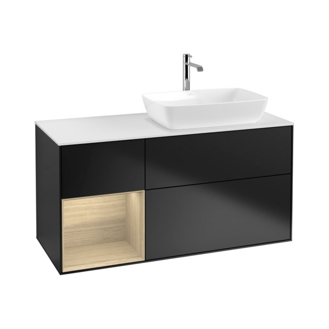 V&B Meuble sous-lavabo Finion 120 cm, Pl blanc mat, rég Oa ven, bleu mat Lac