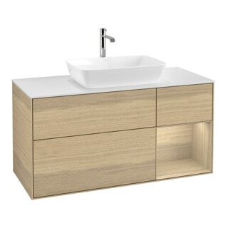 V&B Meuble sous lavabo Finion 120 cm, Pl blanc mat, rég Oa ven, Oa ven