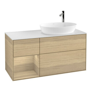 V&B Meuble sous lavabo Finion 120 cm, Pl blanc mat, rég Oa ven, Oa ven