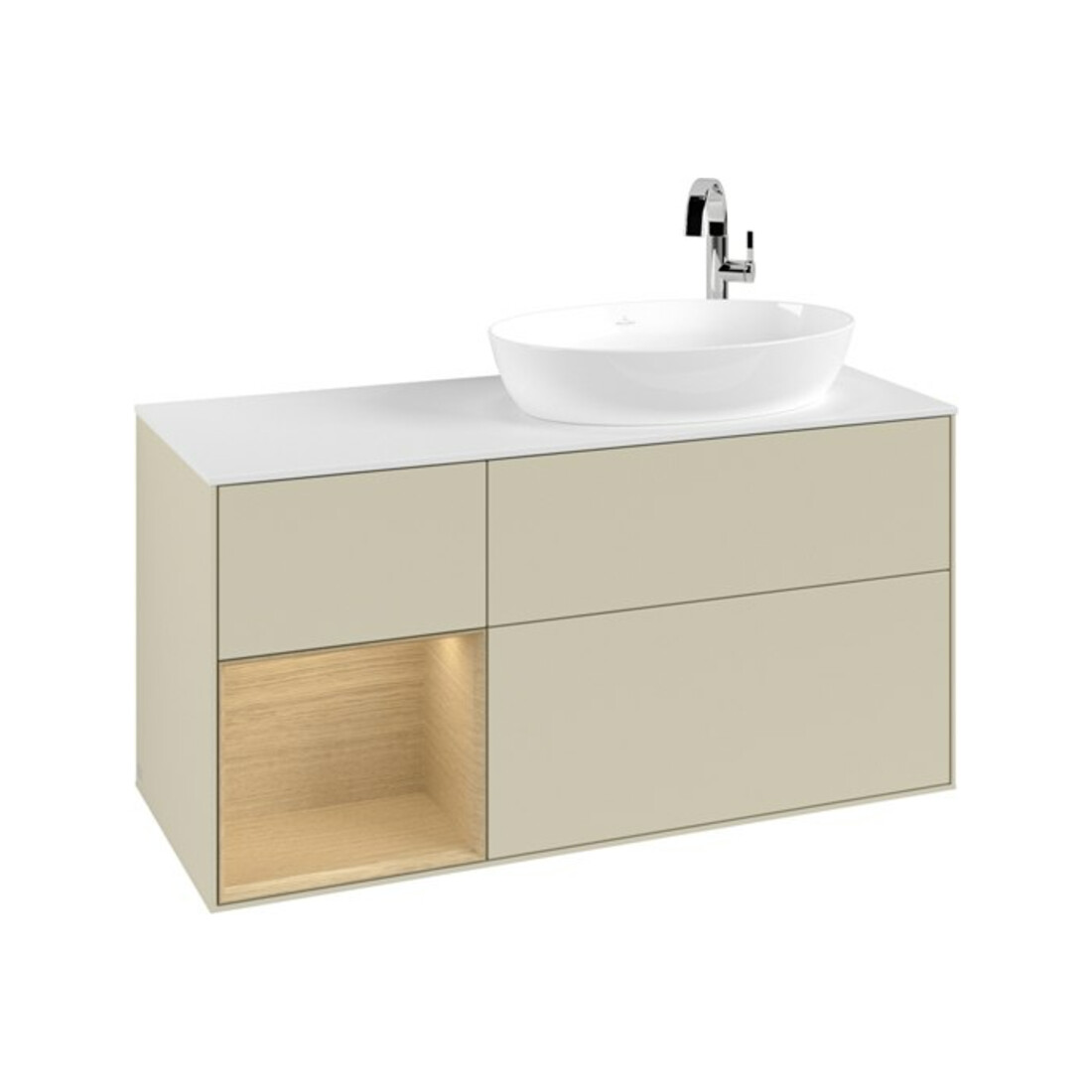 V&B Meuble sous-lavabo Finion 120 cm, Pl blanc mat, Reg Oa ven, si Gr mat Lac