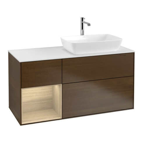V&B Meuble sous lavabo Finion 120 cm, pl blanc mat, rég Oa ven, wal ven