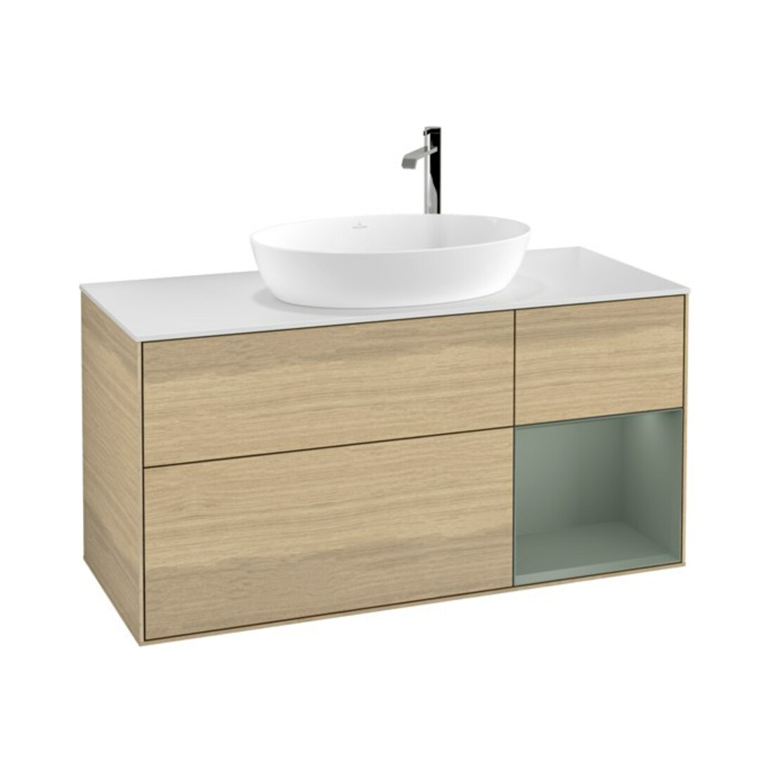 V&B Meuble sous-lavabo Finion 120 cm, Pl blanc mat, Reg Oli mat Lac, Oa ven