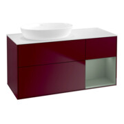 V&B Meuble sous lavabo Finion 120 cm, Pl blanc mat, Reg olive mat, Peo mat-1