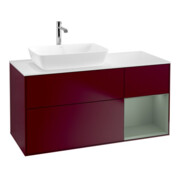 V&B Meuble sous lavabo Finion 120 cm, Pl blanc mat, Reg olive mat, Peo mat
