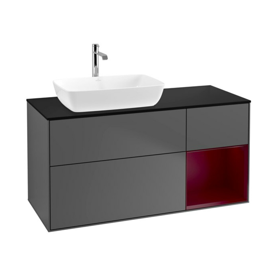 V&B Meuble sous lavabo Finion 120 cm, Pl blanc mat, Reg Peo mat laqué, Anthracite m