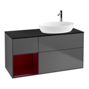 V&B Meuble sous lavabo Finion 120 cm, Pl blanc mat, Reg Peo mat laqué, Anthracite m