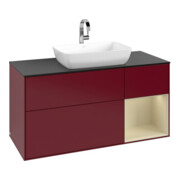 V&B Meuble sous lavabo Finion 120 cm, Pl blanc mat, Reg si Gris mat Lac, Peo mat