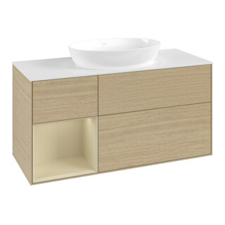 V&B Meuble sous lavabo Finion 120 cm, pl blanc mat, rég si gris mat laqué, oa ven