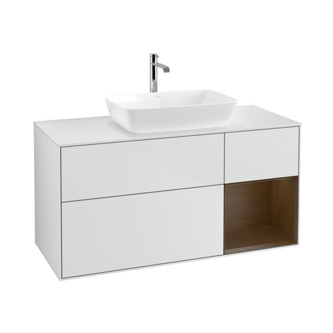 V&B Meuble sous-lavabo Finion 120 cm, pl blanc mat, rég wal ven, blanc mat Lac