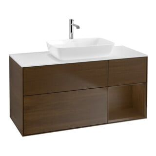 V&B Meuble sous lavabo Finion 120 cm, pl blanc mat, rég wal ven, wal ven