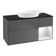 V&B Meuble sous-lavabo Finion 120 cm, Pl blanc mat, Réglette blanche, Anthracite m
