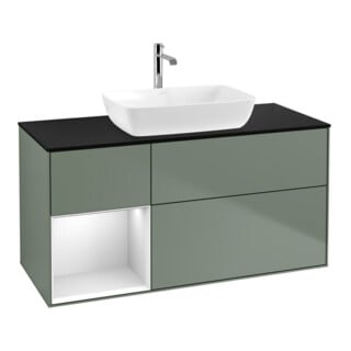 V&B Meuble sous-lavabo Finion 120 cm, Pl blanc mat, Réglette blanche mat laquée, Olives mat laquées