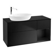 V&B Meuble sous lavabo Finion 120 cm, Pl blanc mat, Réglette bleu mat Lac, bleu mat Lac-1