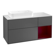 V&B Meuble sous lavabo Finion 120 cm, Pl blanc mat, Réglette droite Peo, Anthracite mat