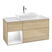 V&B Meuble sous lavabo Finion 120 cm, pl blanc mat, réglette glo blanc laqué, oa ven