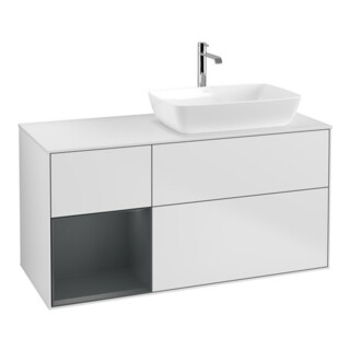 V&B Meuble sous lavabo Finion 120 cm, pl. blanc mat, réglette médiane laquée, blanc mat laqué