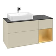 V&B Meuble sous-lavabo Finion 120 cm, Pl blanc mat, Réglette réglable, gris mat Lac