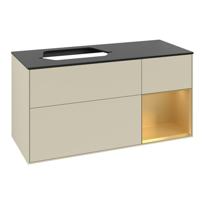 V&B Meuble sous-lavabo Finion 120 cm, Pl blanc mat, Réglette réglable, gris mat Lac