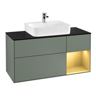 V&B Meuble sous lavabo Finion 120 cm, Pl blanc mat, Réglette réglable, Oliva mat laqué