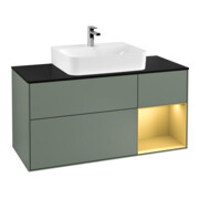 V&B Meuble sous lavabo Finion 120 cm, Pl blanc mat, Réglette réglable, Oliva mat laqué