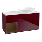 V&B Meuble sous lavabo Finion 120 cm, pl blanc mat, régulateur noyer ven, Peo m